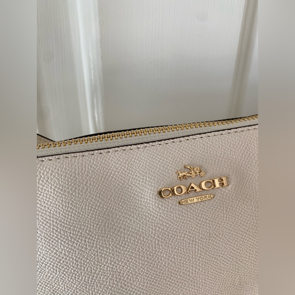 Coach Saffiano Leather Cream Crossbody Bag / Top Handle Pouch | Style F25591 | - Picture 6 of 13